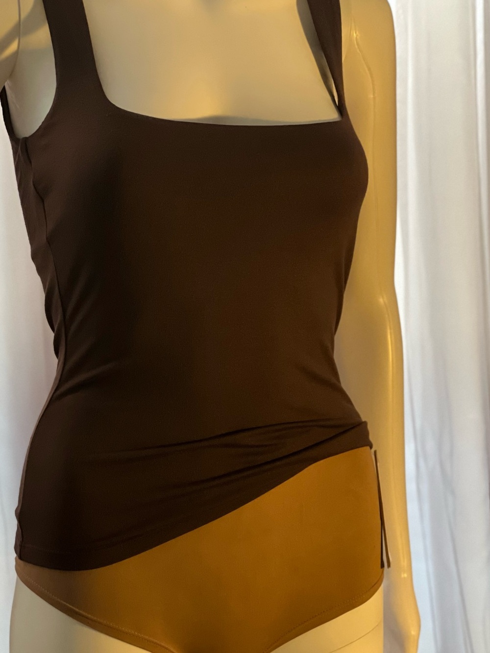 SKIMS Tonal Brown Lounge Set | Square Neck Tank & Seamless Boyshort | Size S NWT
